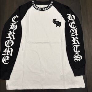 Chrome Hearts Raglan Long Sleeve T-Shirt – Black / White
